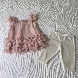 Max Studio Baby Set Tulle Dress Tunic with Capri pants Pleated Ruffles Size 18M